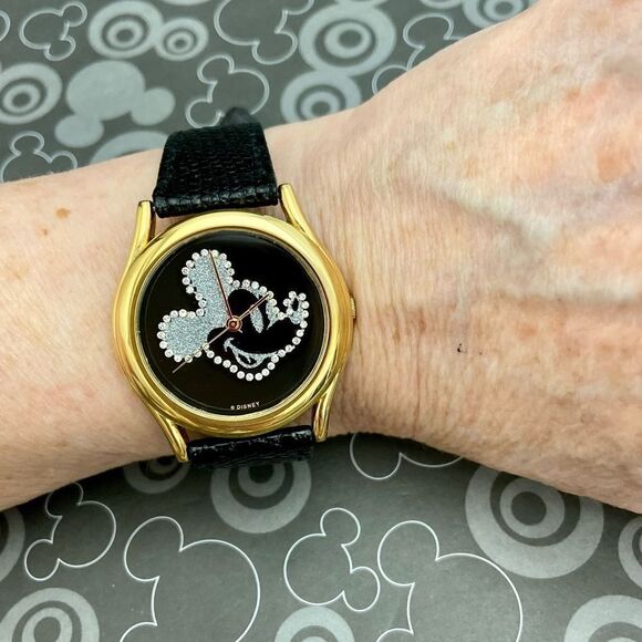 Vintage Disney x Pedre Rhinestone Mickey Mouse Watch Swiss Parts Movememt - Picture 8 of 16